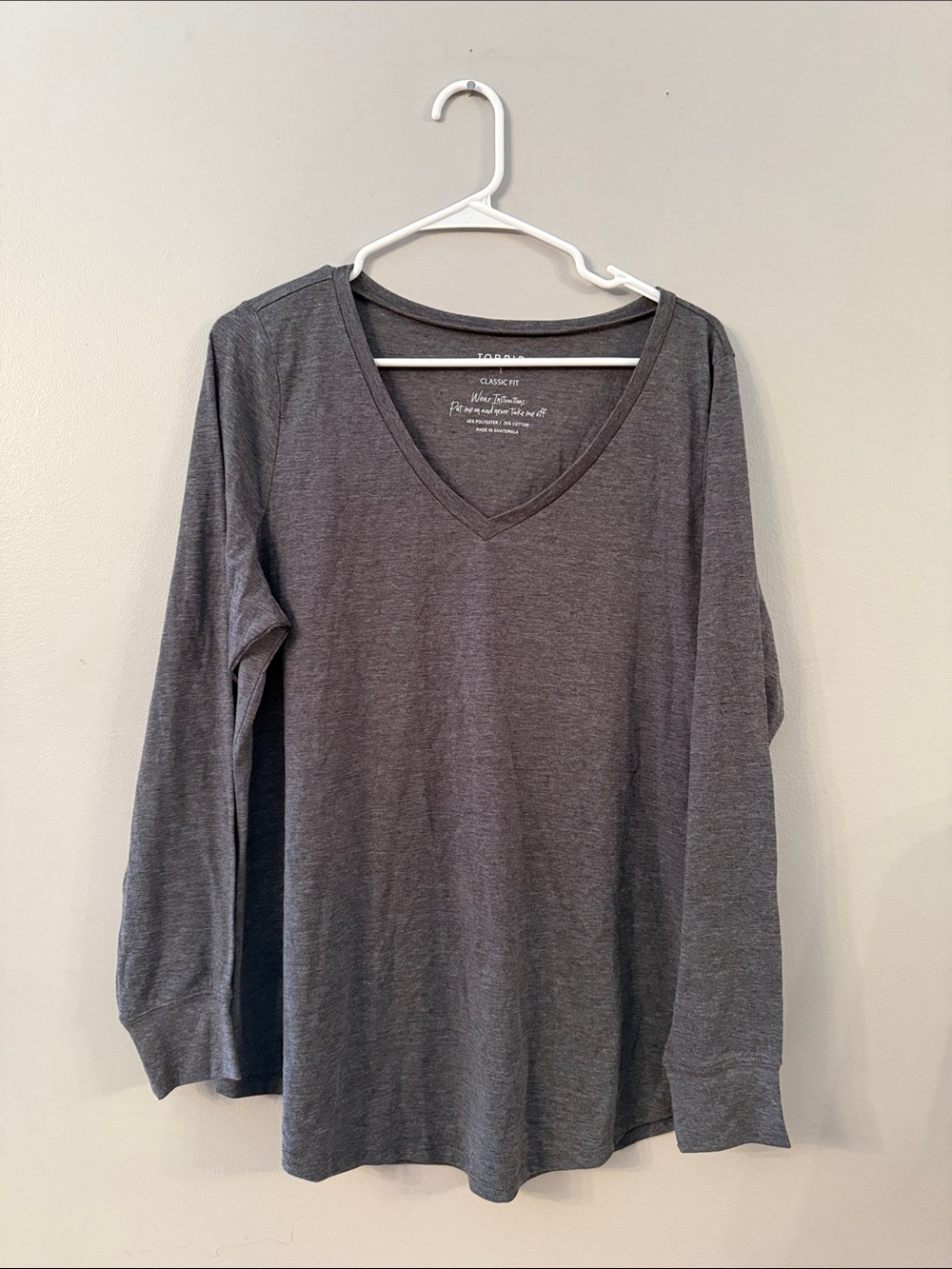torrid Charcoal V-Neck Long Sleeve Top